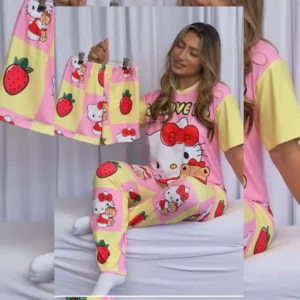 Pijama Trio (3 em 1 ) - Hello Kitty Morango