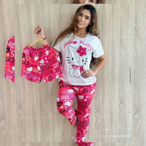 Pijama Trio (3 em 1 ) - Hello Kitty Vermelho