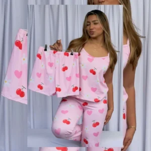 Pijama Trio (3 em 1 ) - Cereja (alcinha)