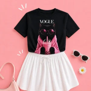 T-shirt Vogue Gatinho - Preta